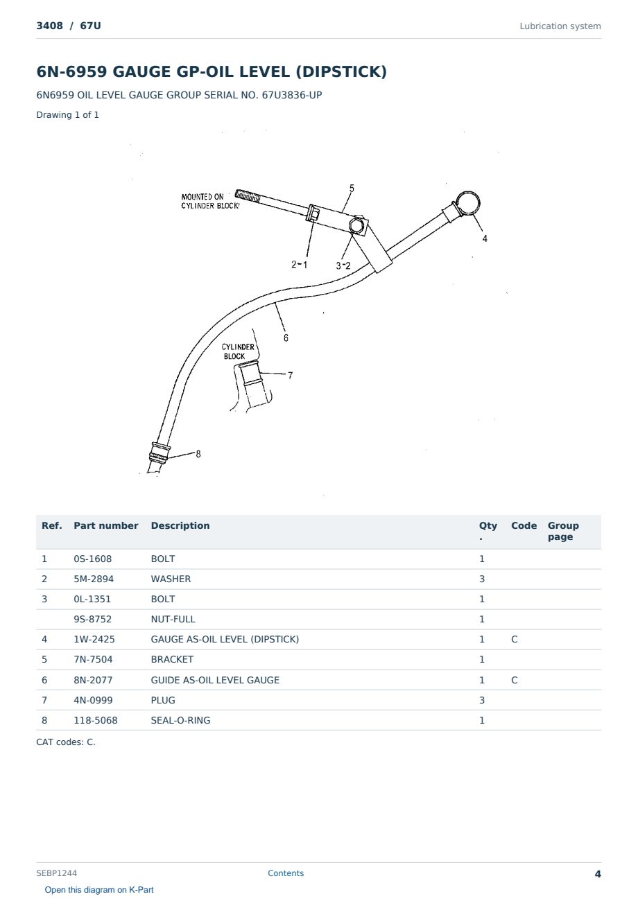 Caterpillar 3408 S/N 67U Partsbook SEBP1244 (English) - sample page 4 of 10 Caterpillar 3408 S/N 67U Partsbook SEBP1244 (English) - sample page 4 of 10