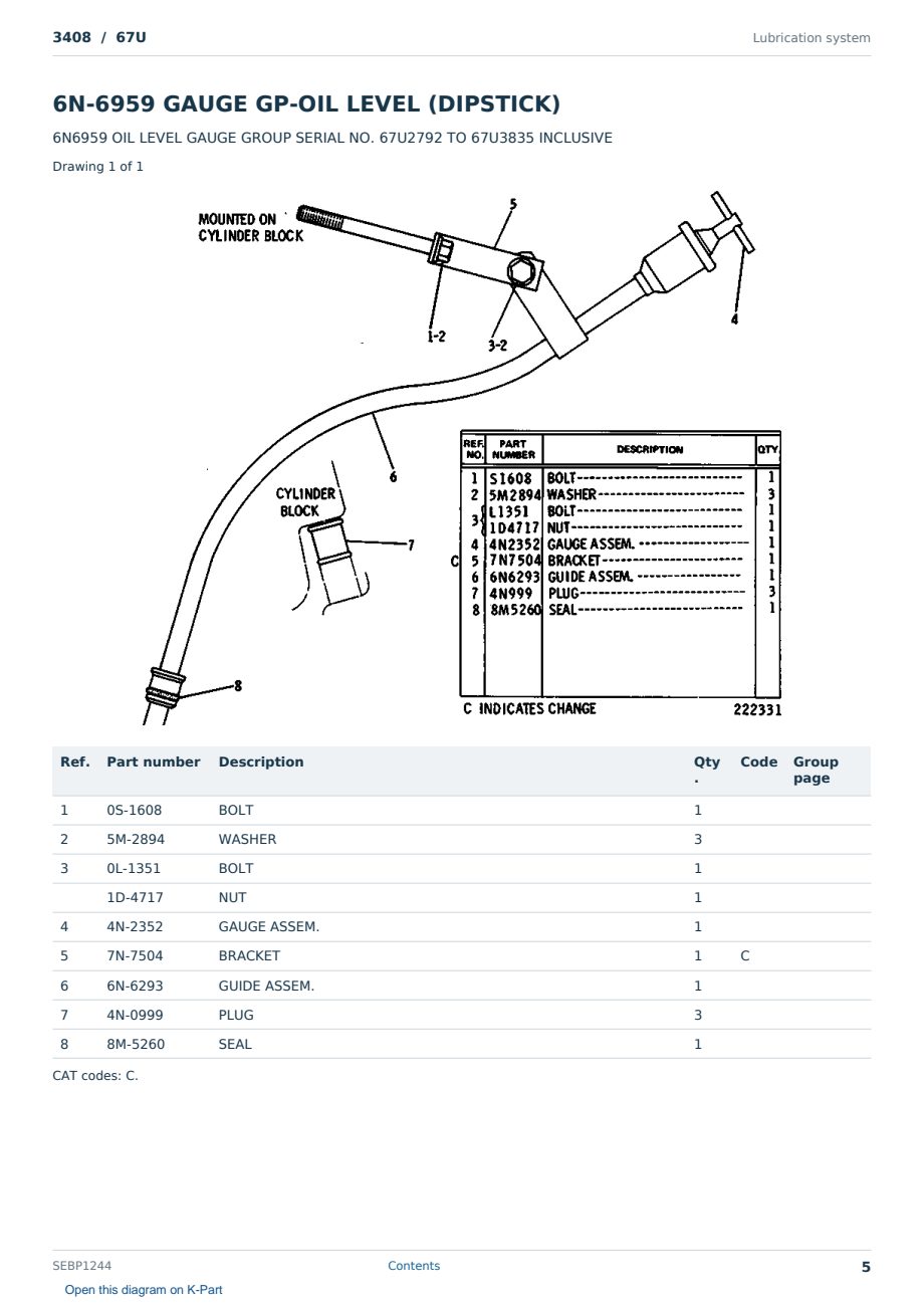 Caterpillar 3408 S/N 67U Partsbook SEBP1244 (English) - sample page 5 of 10 Caterpillar 3408 S/N 67U Partsbook SEBP1244 (English) - sample page 5 of 10