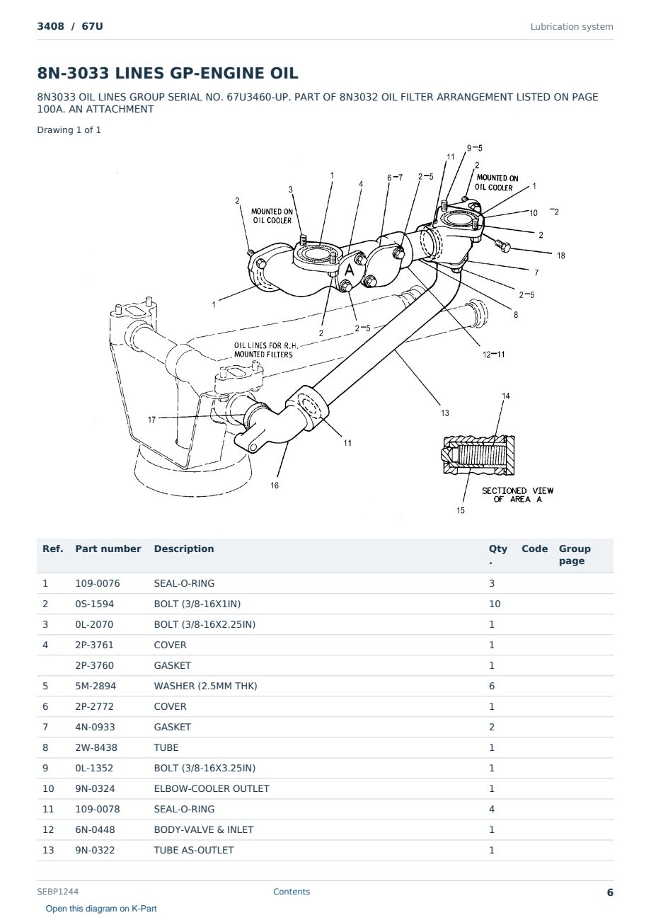 Caterpillar 3408 S/N 67U Partsbook SEBP1244 (English) - sample page 6 of 10 Caterpillar 3408 S/N 67U Partsbook SEBP1244 (English) - sample page 6 of 10