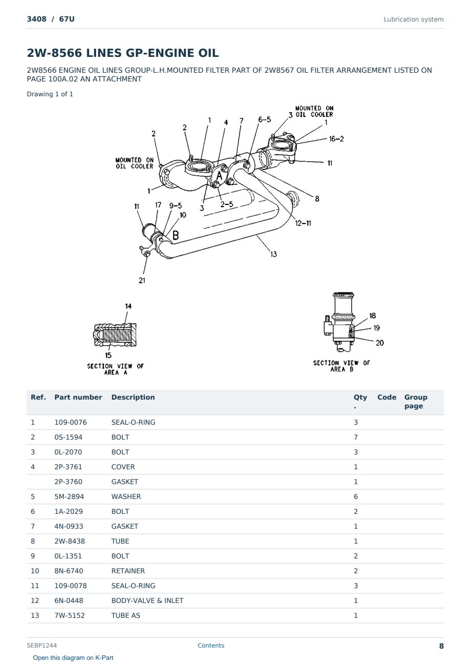 Caterpillar 3408 S/N 67U Partsbook SEBP1244 (English) - sample page 8 of 10 Caterpillar 3408 S/N 67U Partsbook SEBP1244 (English) - sample page 8 of 10