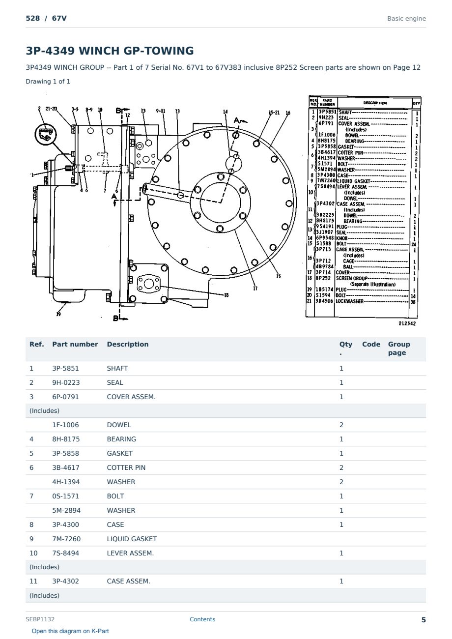 Caterpillar 528 S/N 67V Partsbook SEBP1132 (English) - sample page 5 of 10 Caterpillar 528 S/N 67V Partsbook SEBP1132 (English) - sample page 5 of 10