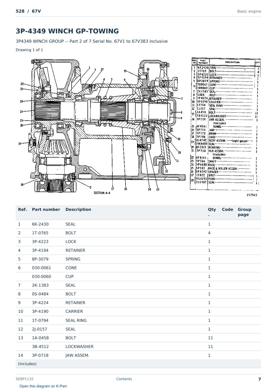 Caterpillar 528 S/N 67V Partsbook SEBP1132 (English) - sample page 7 of 10 Caterpillar 528 S/N 67V Partsbook SEBP1132 (English) - sample page 7 of 10