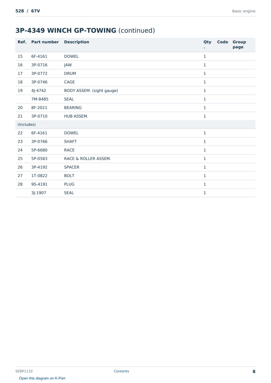Caterpillar 528 S/N 67V Partsbook SEBP1132 (English) - sample page 8 of 10 Caterpillar 528 S/N 67V Partsbook SEBP1132 (English) - sample page 8 of 10