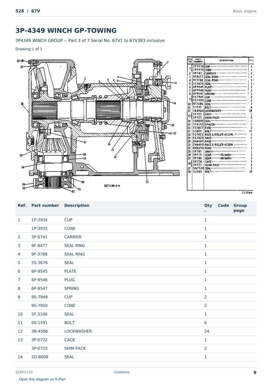 Caterpillar 528 S/N 67V Partsbook SEBP1132 (English) - sample page 9 of 10 Caterpillar 528 S/N 67V Partsbook SEBP1132 (English) - sample page 9 of 10