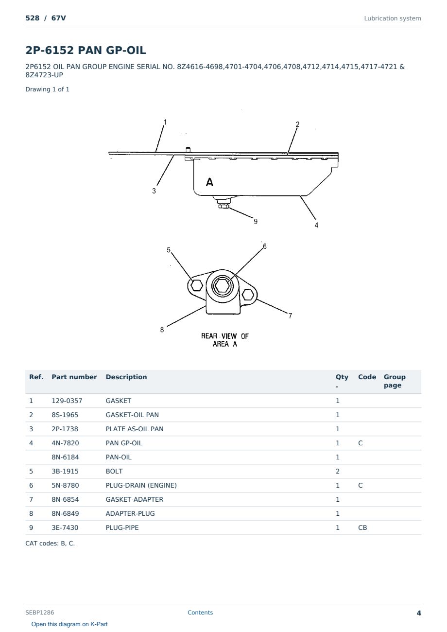 Caterpillar 528 S/N 67V Partsbook SEBP1286 (English) - sample page 4 of 10 Caterpillar 528 S/N 67V Partsbook SEBP1286 (English) - sample page 4 of 10