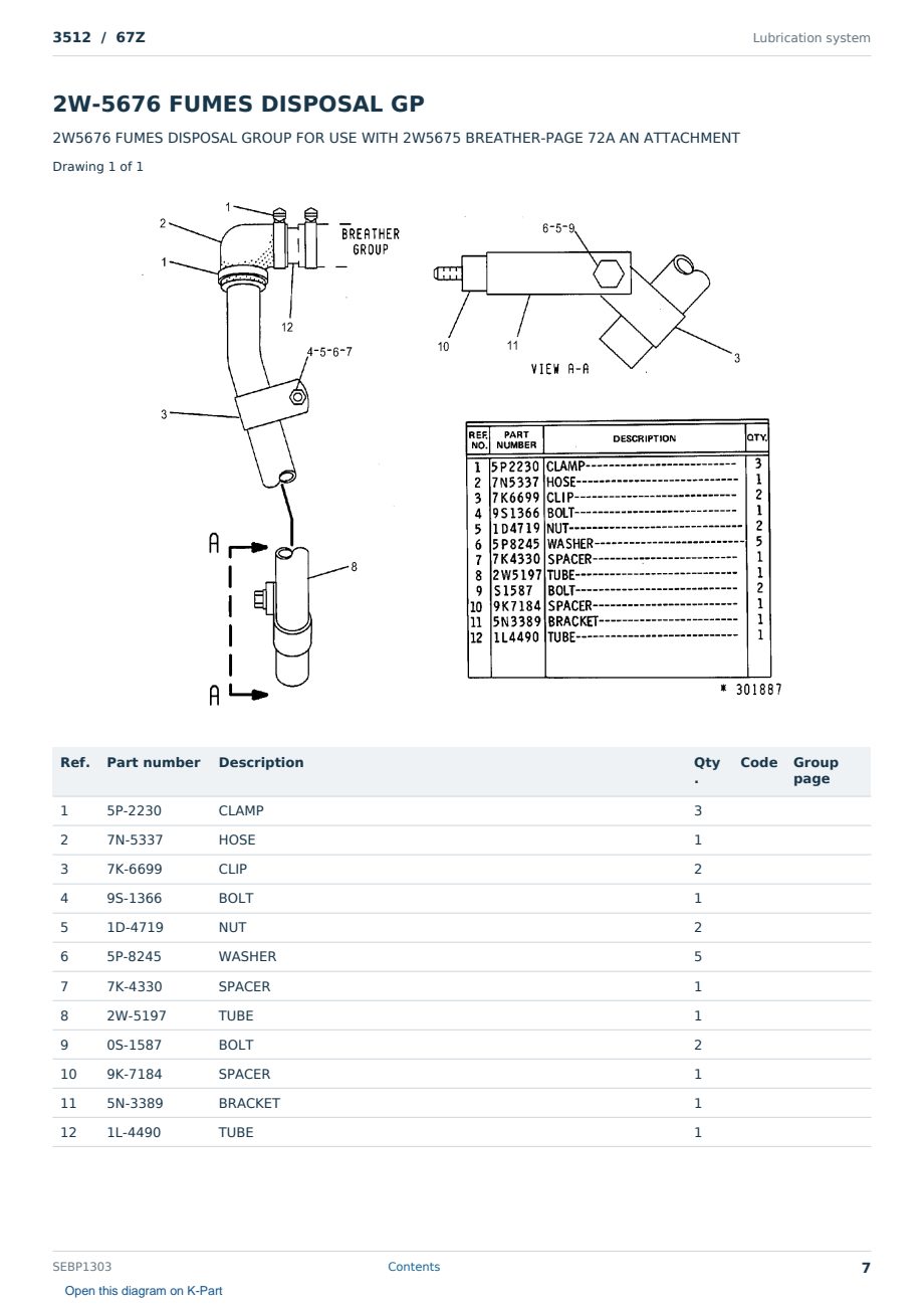 Caterpillar 3512 S/N 67Z Partsbook SEBP1303 (English) - sample page 7 of 10 Caterpillar 3512 S/N 67Z Partsbook SEBP1303 (English) - sample page 7 of 10