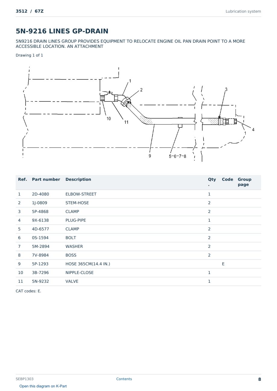 Caterpillar 3512 S/N 67Z Partsbook SEBP1303 (English) - sample page 8 of 10 Caterpillar 3512 S/N 67Z Partsbook SEBP1303 (English) - sample page 8 of 10