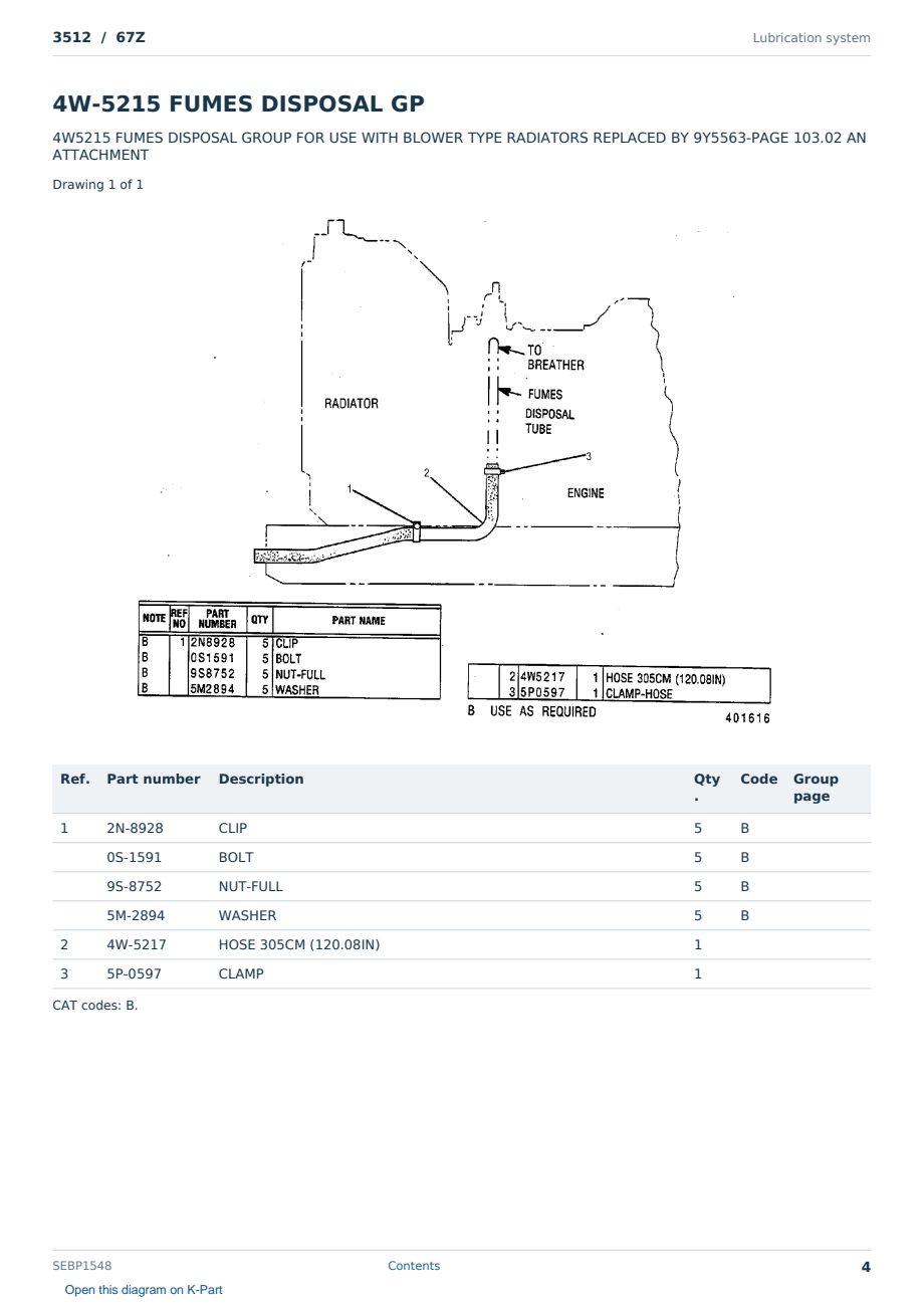 Caterpillar 3512 S/N 67Z Partsbook SEBP1548 (English) - sample page 4 of 10 Caterpillar 3512 S/N 67Z Partsbook SEBP1548 (English) - sample page 4 of 10
