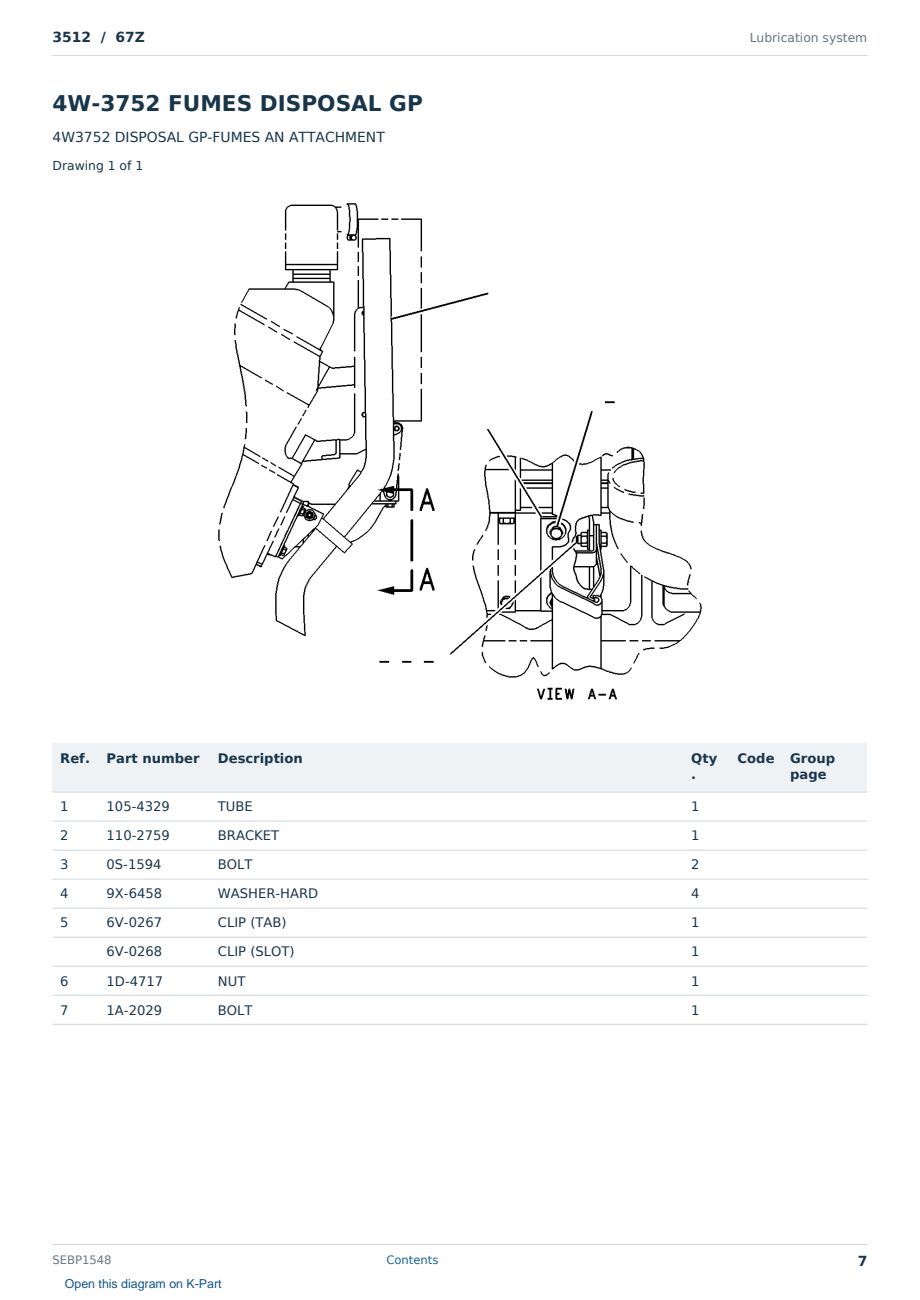 Caterpillar 3512 S/N 67Z Partsbook SEBP1548 (English) - sample page 7 of 10 Caterpillar 3512 S/N 67Z Partsbook SEBP1548 (English) - sample page 7 of 10