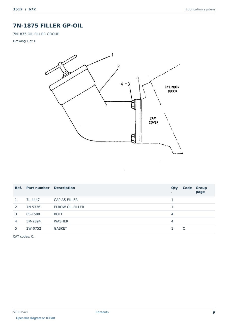 Caterpillar 3512 S/N 67Z Partsbook SEBP1548 (English) - sample page 9 of 10 Caterpillar 3512 S/N 67Z Partsbook SEBP1548 (English) - sample page 9 of 10