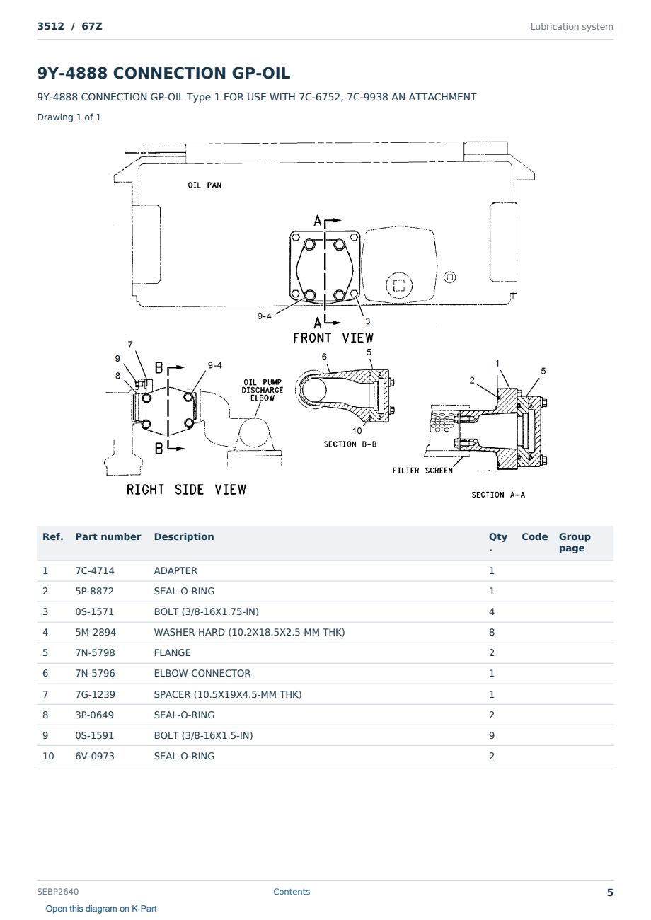 Caterpillar 3512 S/N 67Z Partsbook SEBP2640 (English) - sample page 5 of 10 Caterpillar 3512 S/N 67Z Partsbook SEBP2640 (English) - sample page 5 of 10