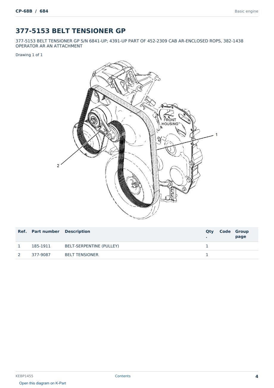 Caterpillar CP-68B S/N 684 Partsbook KEBP1455 (English) - sample page 4 of 10 Caterpillar CP-68B S/N 684 Partsbook KEBP1455 (English) - sample page 4 of 10