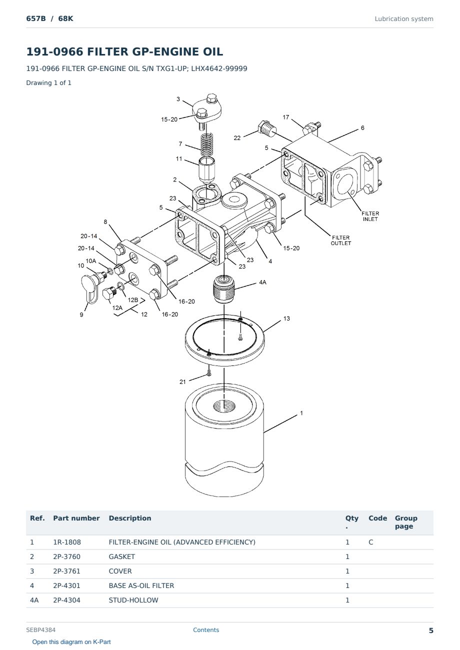 Caterpillar 657B S/N 68K Partsbook SEBP4384 (English) - sample page 5 of 10 Caterpillar 657B S/N 68K Partsbook SEBP4384 (English) - sample page 5 of 10