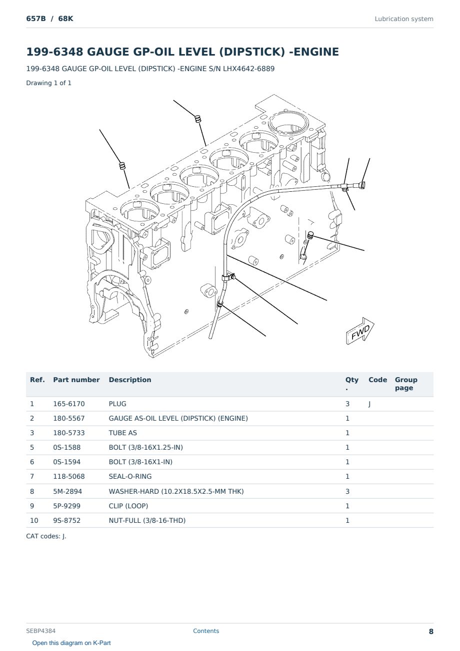 Caterpillar 657B S/N 68K Partsbook SEBP4384 (English) - sample page 8 of 10 Caterpillar 657B S/N 68K Partsbook SEBP4384 (English) - sample page 8 of 10