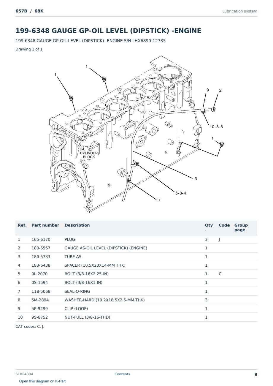 Caterpillar 657B S/N 68K Partsbook SEBP4384 (English) - sample page 9 of 10 Caterpillar 657B S/N 68K Partsbook SEBP4384 (English) - sample page 9 of 10