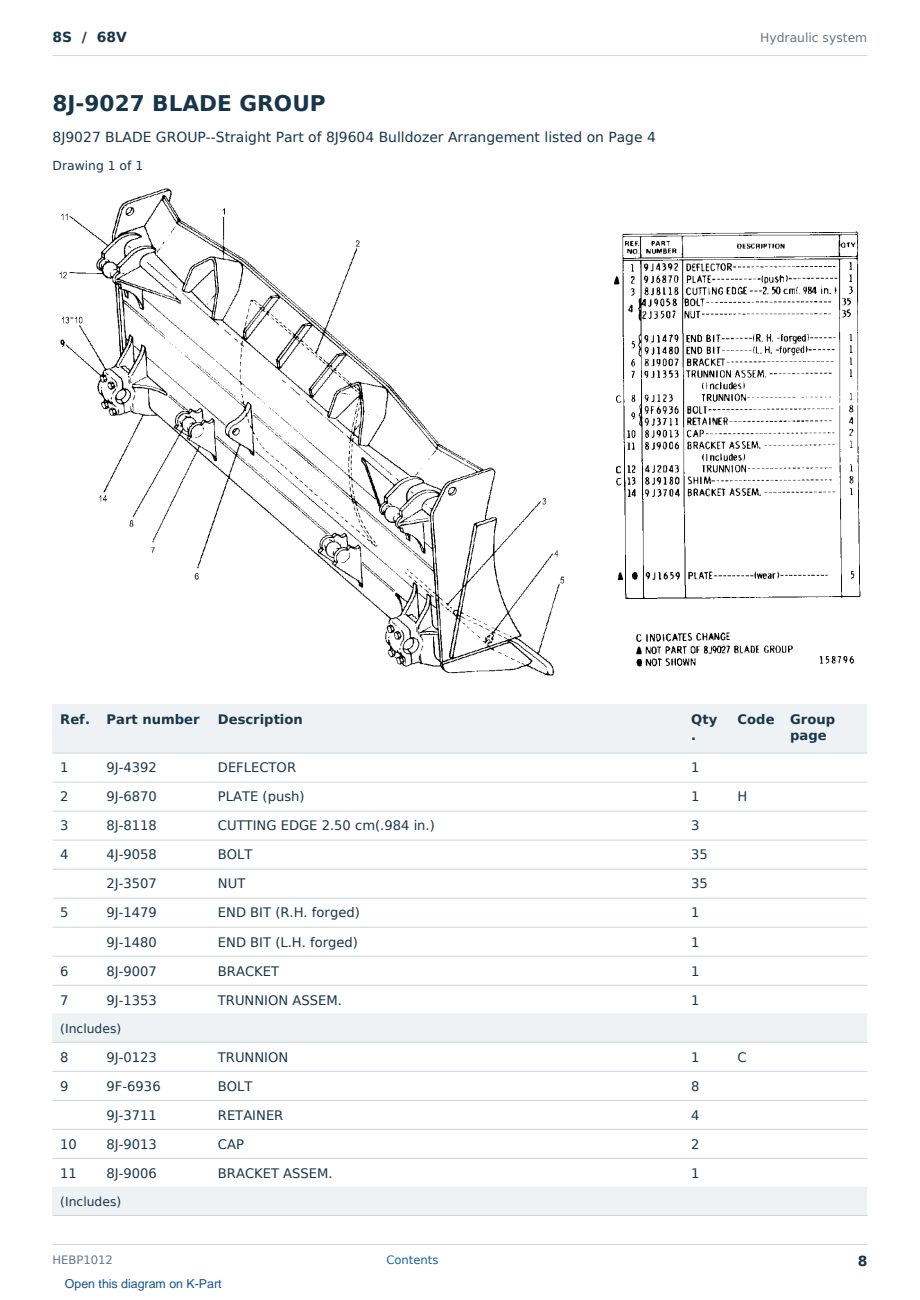 Caterpillar 8S S/N 68V Partsbook HEBP1012 (English) - sample page 8 of 10 Caterpillar 8S S/N 68V Partsbook HEBP1012 (English) - sample page 8 of 10