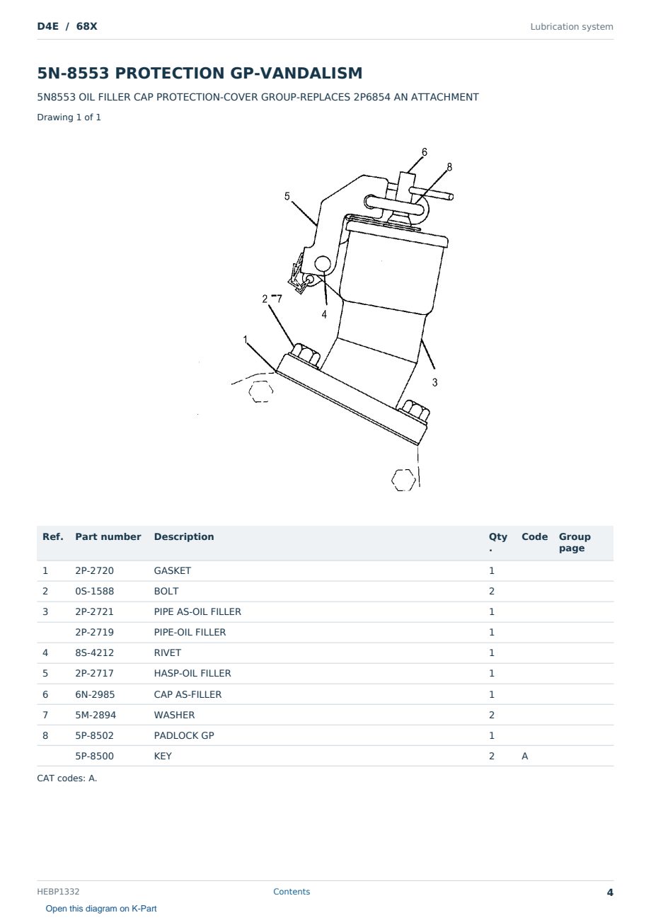 Caterpillar D4E S/N 68X Partsbook HEBP1332 (English) - sample page 4 of 10 Caterpillar D4E S/N 68X Partsbook HEBP1332 (English) - sample page 4 of 10