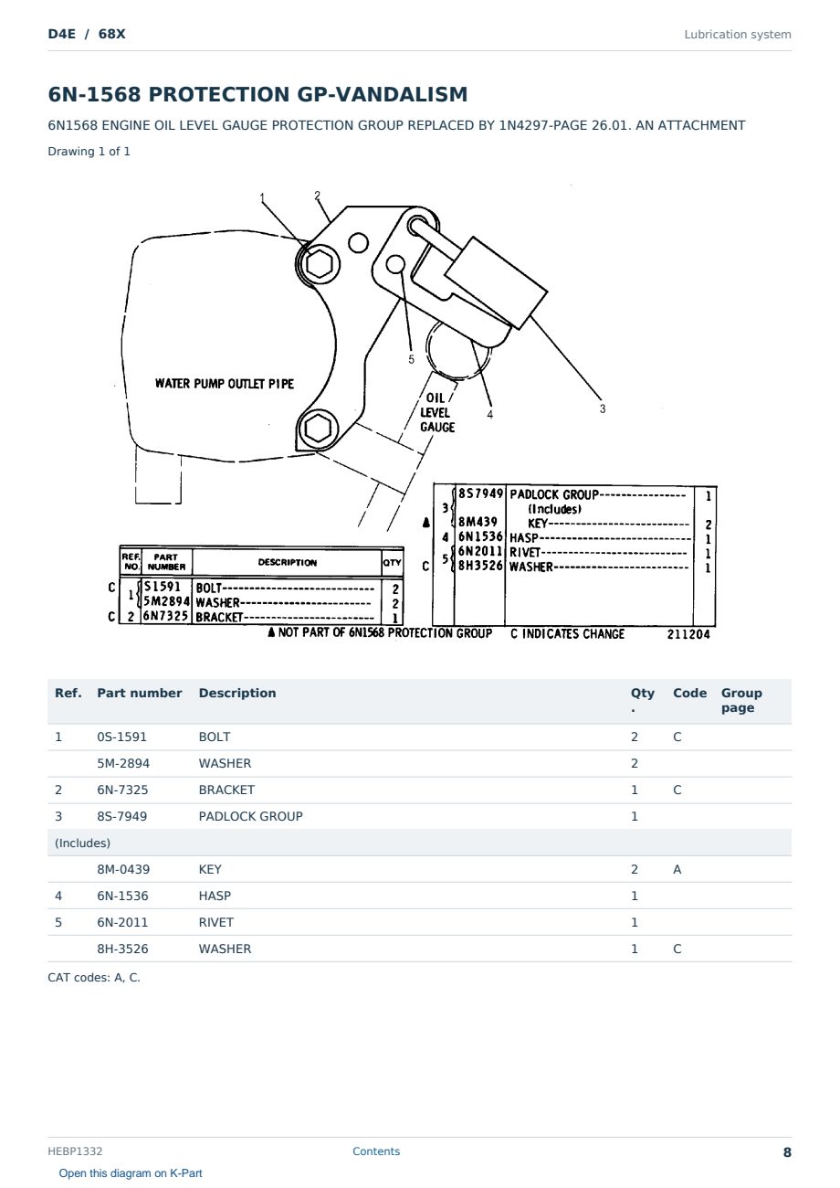 Caterpillar D4E S/N 68X Partsbook HEBP1332 (English) - sample page 8 of 10 Caterpillar D4E S/N 68X Partsbook HEBP1332 (English) - sample page 8 of 10
