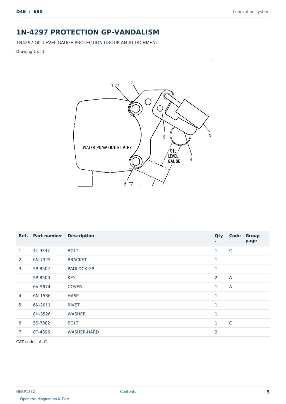 Caterpillar D4E S/N 68X Partsbook HEBP1332 (English) - sample page 9 of 10 Caterpillar D4E S/N 68X Partsbook HEBP1332 (English) - sample page 9 of 10