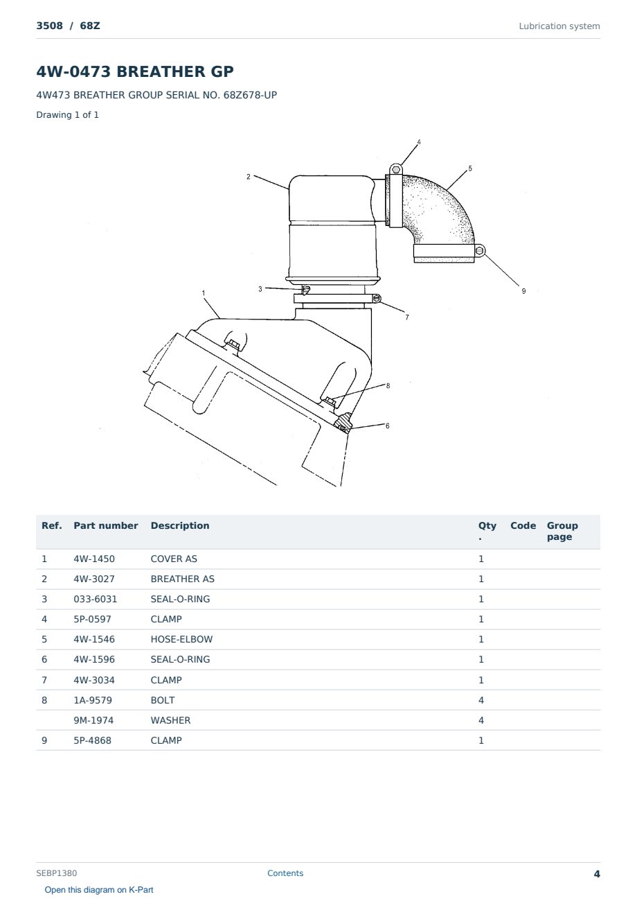 Caterpillar 3508 S/N 68Z Partsbook SEBP1380 (English) - sample page 4 of 10 Caterpillar 3508 S/N 68Z Partsbook SEBP1380 (English) - sample page 4 of 10