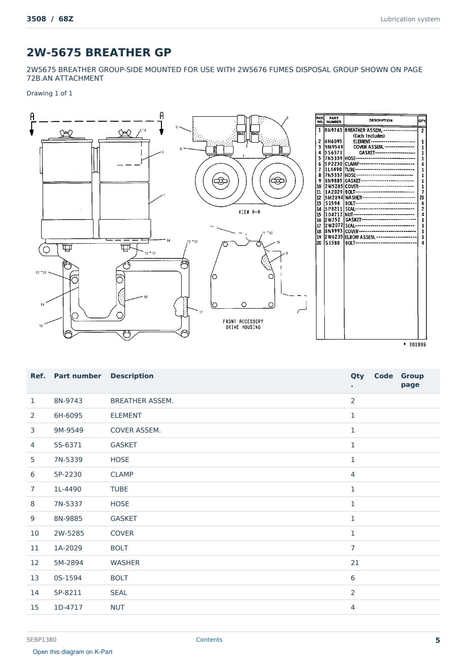 Caterpillar 3508 S/N 68Z Partsbook SEBP1380 (English) - sample page 5 of 10 Caterpillar 3508 S/N 68Z Partsbook SEBP1380 (English) - sample page 5 of 10
