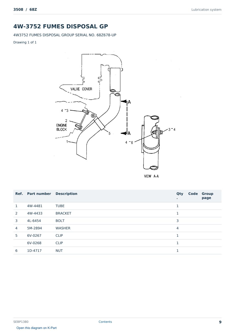 Caterpillar 3508 S/N 68Z Partsbook SEBP1380 (English) - sample page 9 of 10 Caterpillar 3508 S/N 68Z Partsbook SEBP1380 (English) - sample page 9 of 10