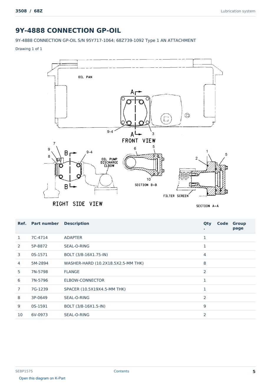 Caterpillar 3508 S/N 68Z Partsbook SEBP1575 (English) - sample page 5 of 10 Caterpillar 3508 S/N 68Z Partsbook SEBP1575 (English) - sample page 5 of 10