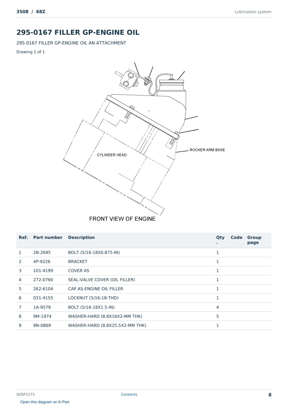 Caterpillar 3508 S/N 68Z Partsbook SEBP1575 (English) - sample page 8 of 10 Caterpillar 3508 S/N 68Z Partsbook SEBP1575 (English) - sample page 8 of 10