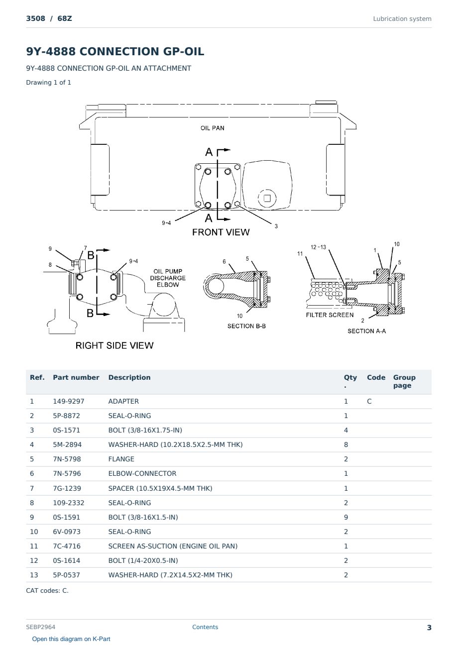 Caterpillar 3508 S/N 68Z Partsbook SEBP2964 (English) - sample page 3 of 10 Caterpillar 3508 S/N 68Z Partsbook SEBP2964 (English) - sample page 3 of 10