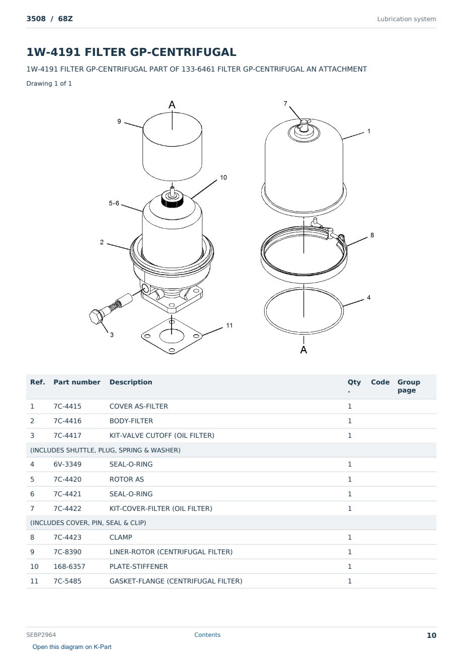 Caterpillar 3508 S/N 68Z Partsbook SEBP2964 (English) - sample page 10 of 10 Caterpillar 3508 S/N 68Z Partsbook SEBP2964 (English) - sample page 10 of 10