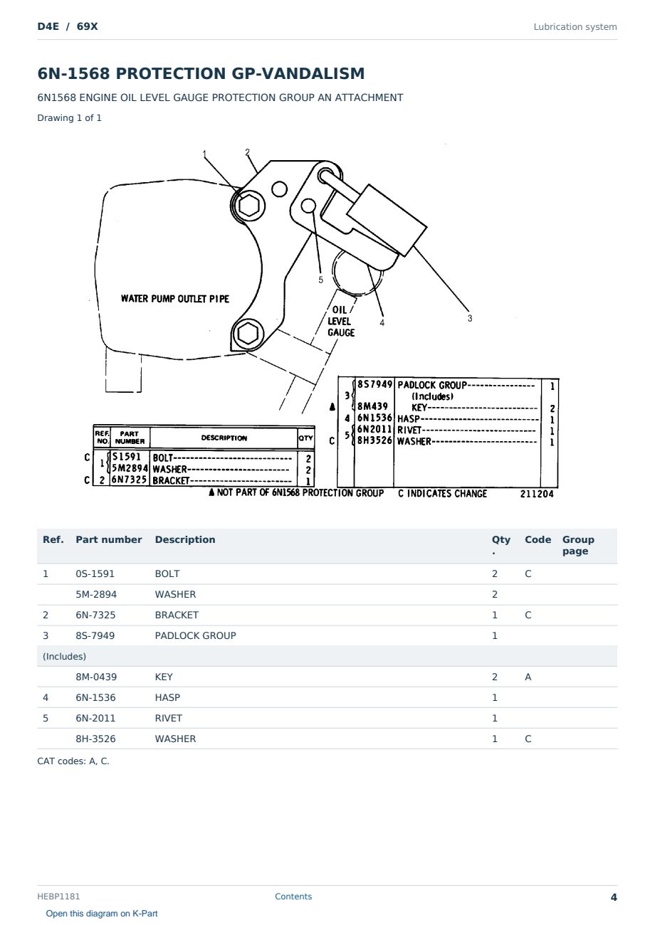 Caterpillar D4E S/N 69X Partsbook HEBP1181 (English) - sample page 4 of 10 Caterpillar D4E S/N 69X Partsbook HEBP1181 (English) - sample page 4 of 10