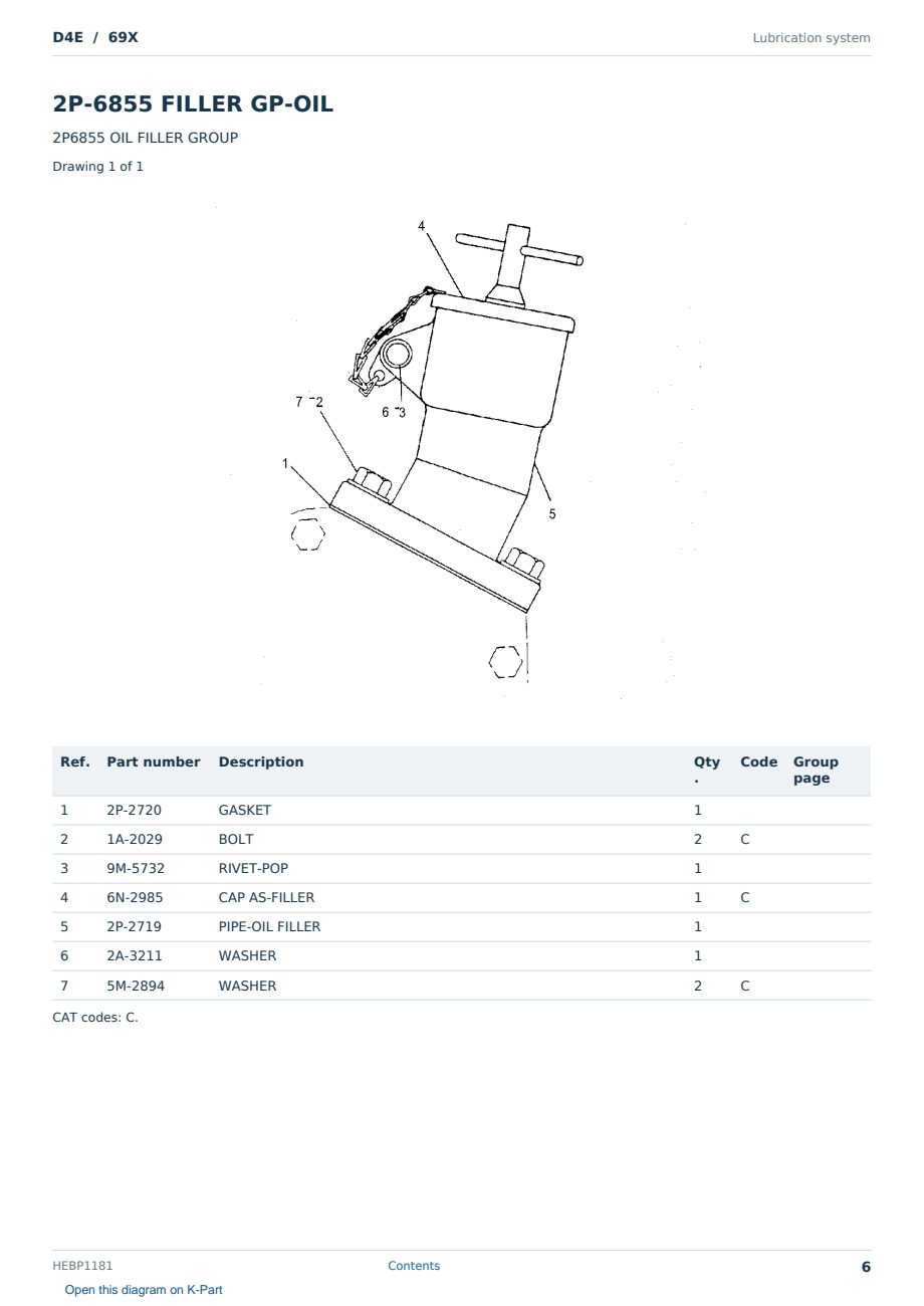 Caterpillar D4E S/N 69X Partsbook HEBP1181 (English) - sample page 6 of 10 Caterpillar D4E S/N 69X Partsbook HEBP1181 (English) - sample page 6 of 10