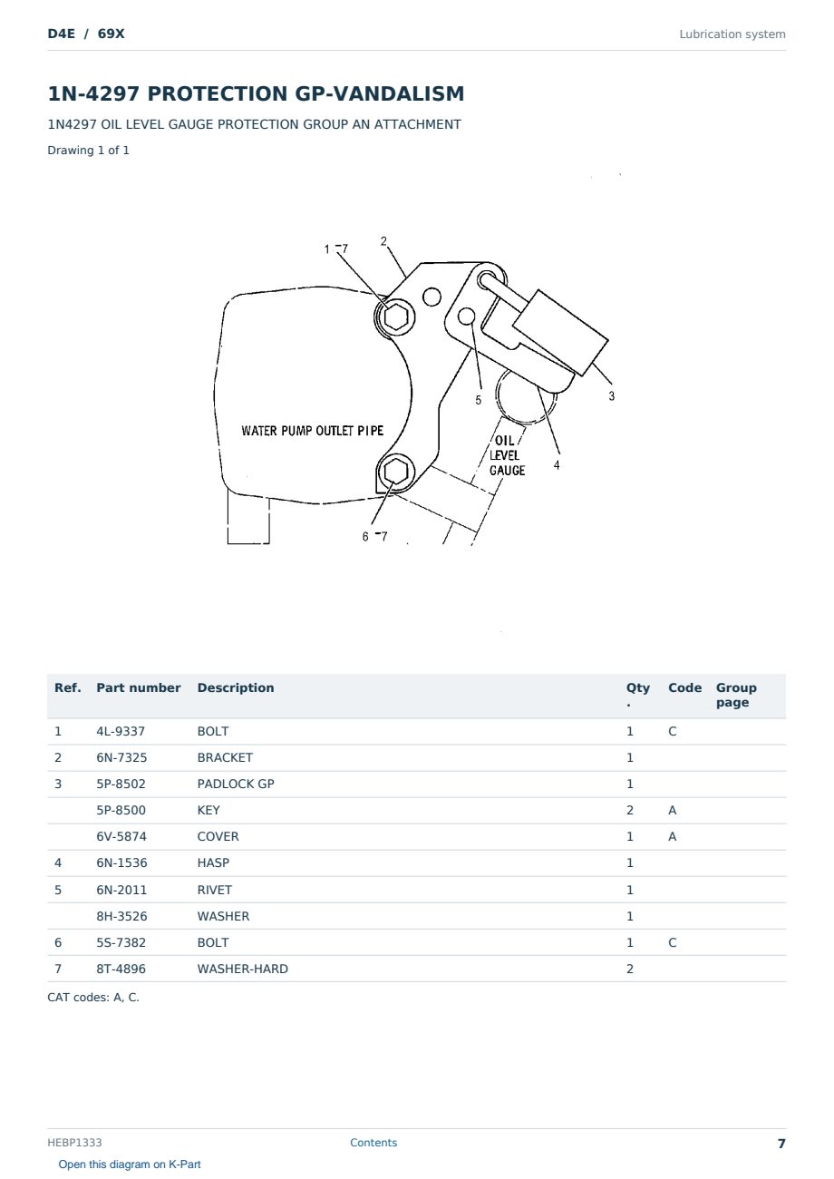 Caterpillar D4E S/N 69X Partsbook HEBP1333 (English) - sample page 7 of 10 Caterpillar D4E S/N 69X Partsbook HEBP1333 (English) - sample page 7 of 10