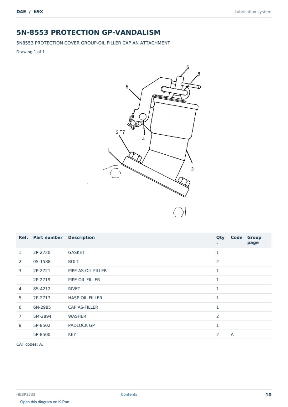 Caterpillar D4E S/N 69X Partsbook HEBP1333 (English) - sample page 10 of 10 Caterpillar D4E S/N 69X Partsbook HEBP1333 (English) - sample page 10 of 10