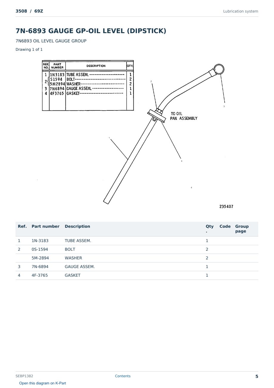Caterpillar 3508 S/N 69Z Partsbook SEBP1382 (English) - sample page 5 of 10 Caterpillar 3508 S/N 69Z Partsbook SEBP1382 (English) - sample page 5 of 10