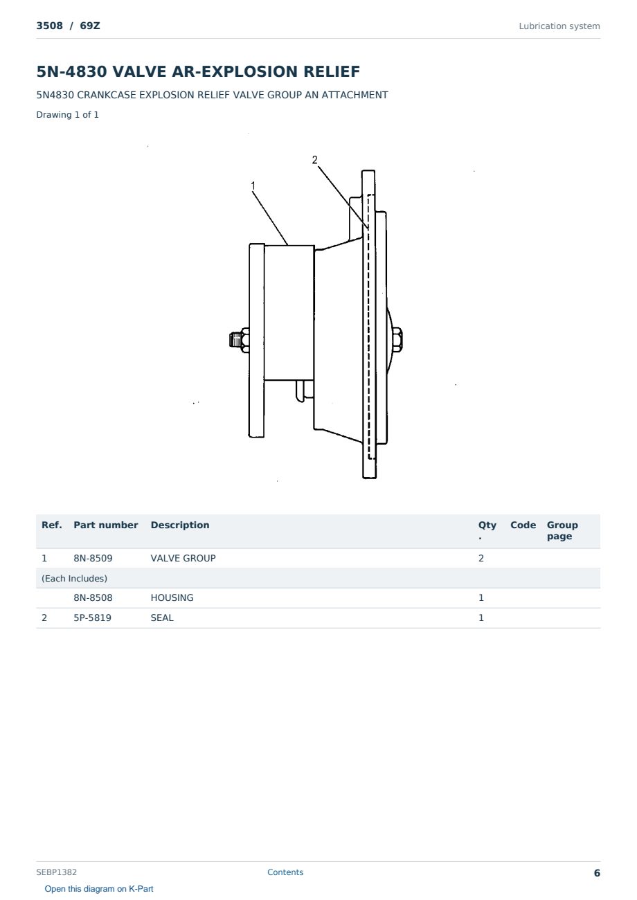 Caterpillar 3508 S/N 69Z Partsbook SEBP1382 (English) - sample page 6 of 10 Caterpillar 3508 S/N 69Z Partsbook SEBP1382 (English) - sample page 6 of 10