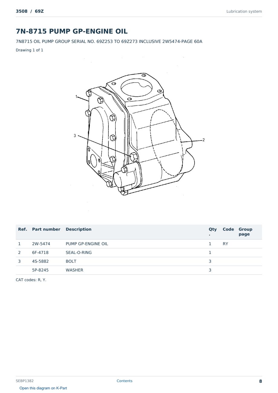 Caterpillar 3508 S/N 69Z Partsbook SEBP1382 (English) - sample page 8 of 10 Caterpillar 3508 S/N 69Z Partsbook SEBP1382 (English) - sample page 8 of 10