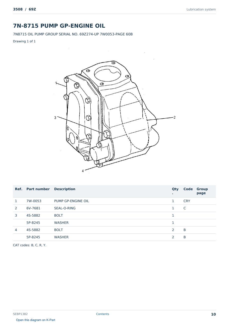 Caterpillar 3508 S/N 69Z Partsbook SEBP1382 (English) - sample page 10 of 10 Caterpillar 3508 S/N 69Z Partsbook SEBP1382 (English) - sample page 10 of 10