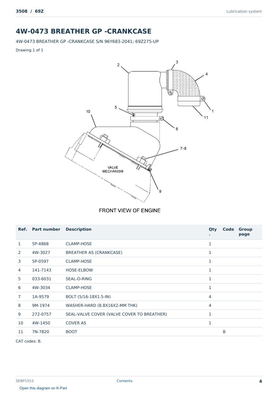 Caterpillar 3508 S/N 69Z Partsbook SEBP1553 (English) - sample page 4 of 10 Caterpillar 3508 S/N 69Z Partsbook SEBP1553 (English) - sample page 4 of 10