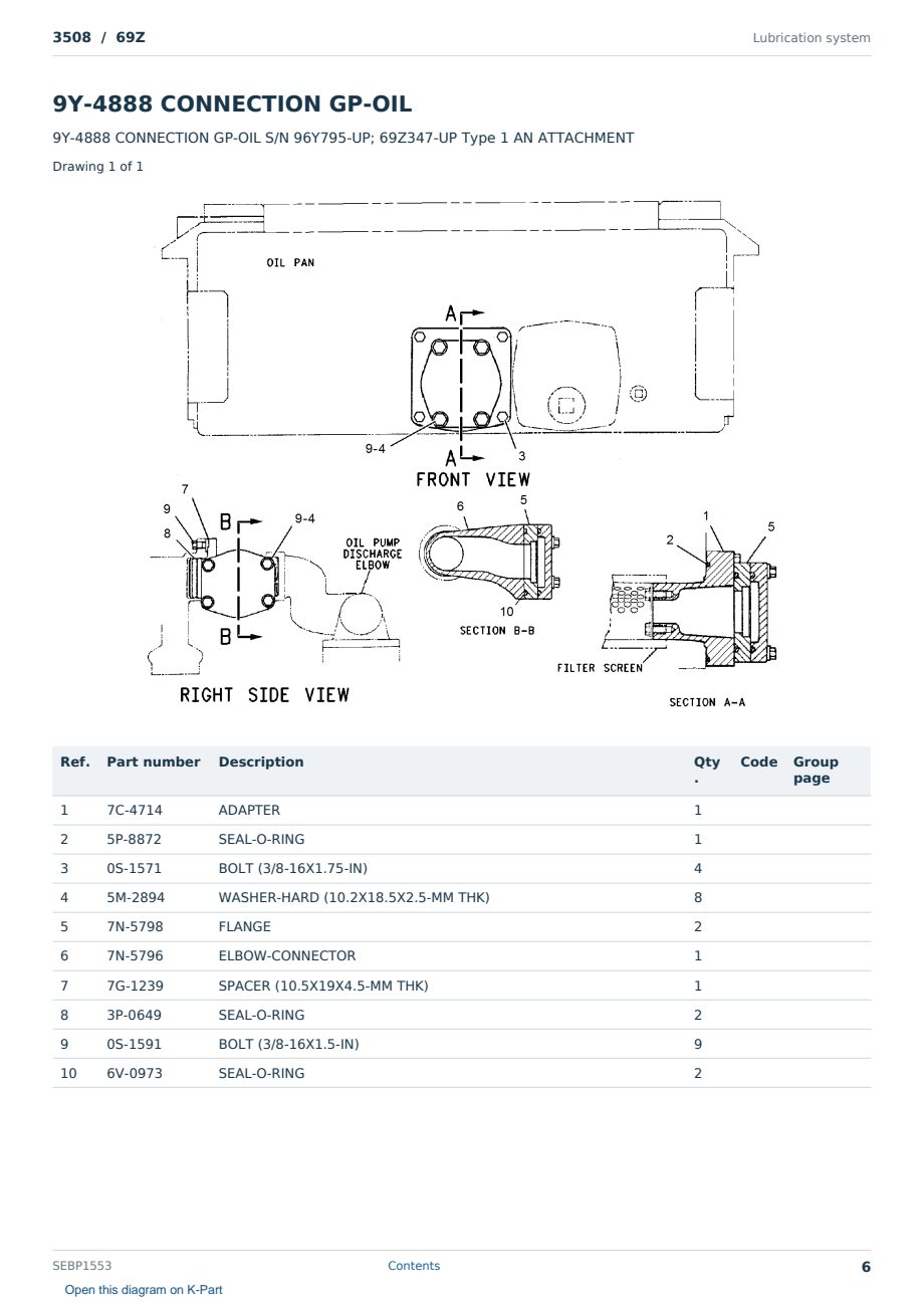 Caterpillar 3508 S/N 69Z Partsbook SEBP1553 (English) - sample page 6 of 10 Caterpillar 3508 S/N 69Z Partsbook SEBP1553 (English) - sample page 6 of 10