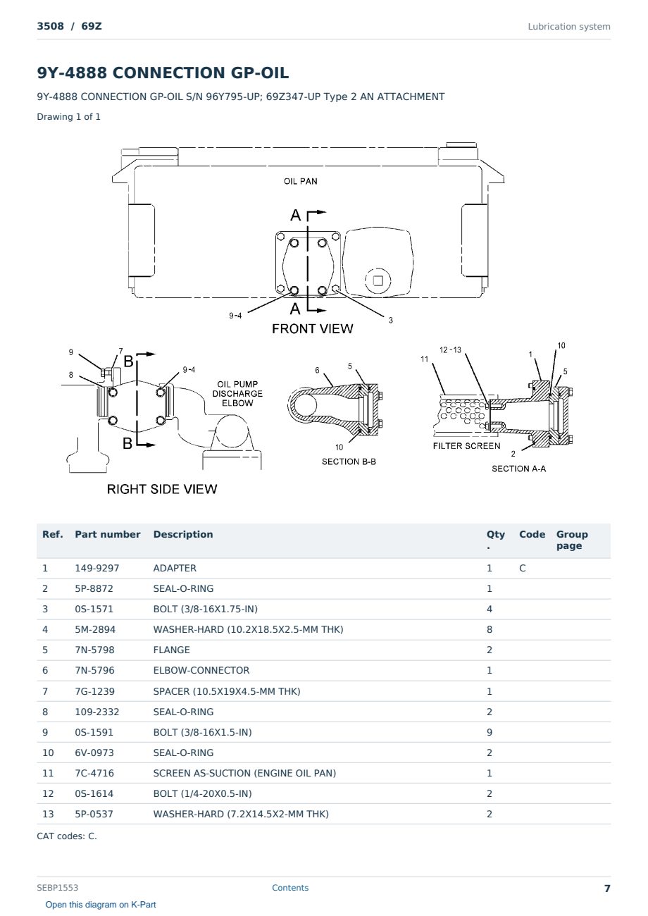 Caterpillar 3508 S/N 69Z Partsbook SEBP1553 (English) - sample page 7 of 10 Caterpillar 3508 S/N 69Z Partsbook SEBP1553 (English) - sample page 7 of 10