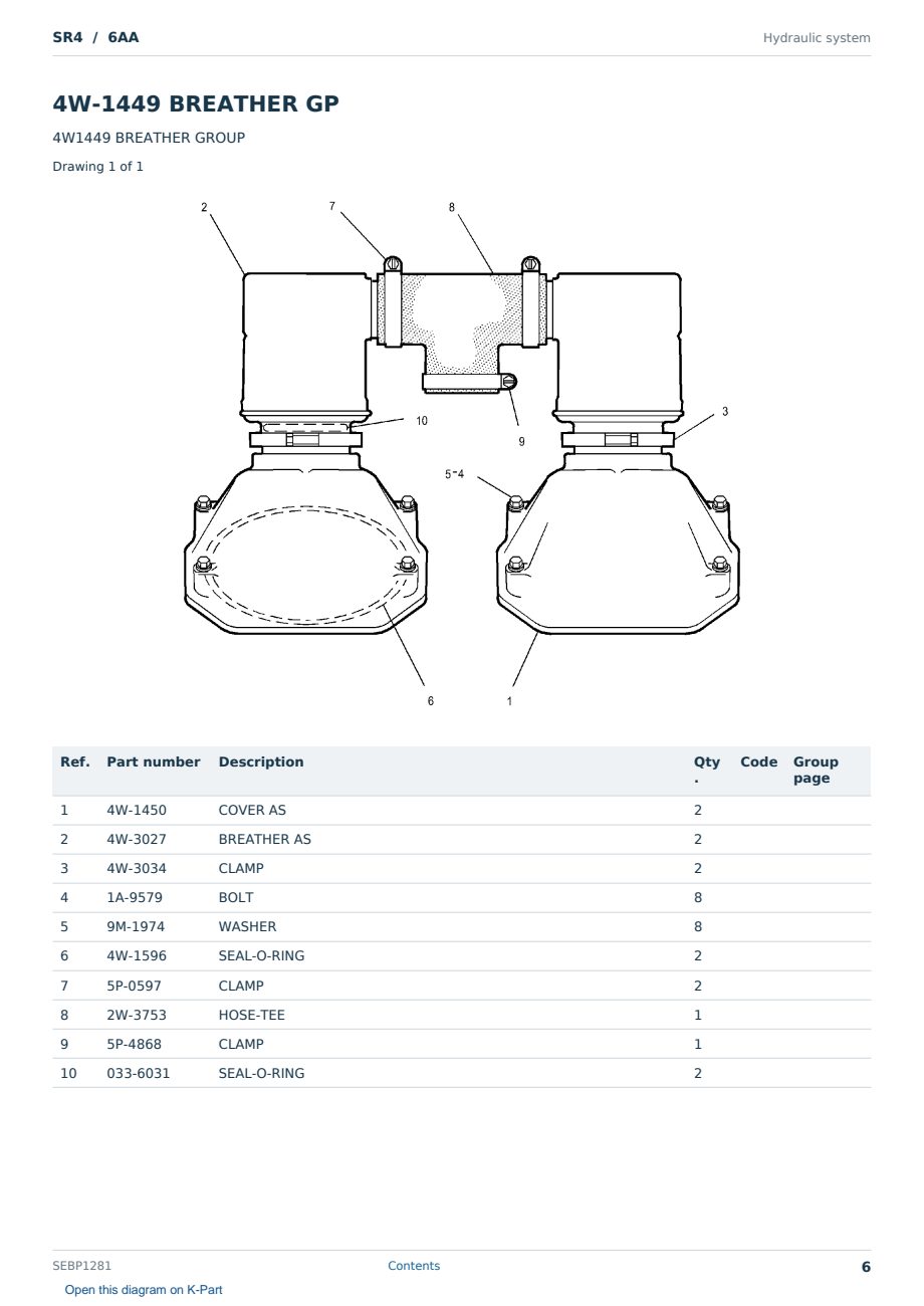 Caterpillar SR4 S/N 6AA Partsbook SEBP1281 (English) - sample page 6 of 10 Caterpillar SR4 S/N 6AA Partsbook SEBP1281 (English) - sample page 6 of 10