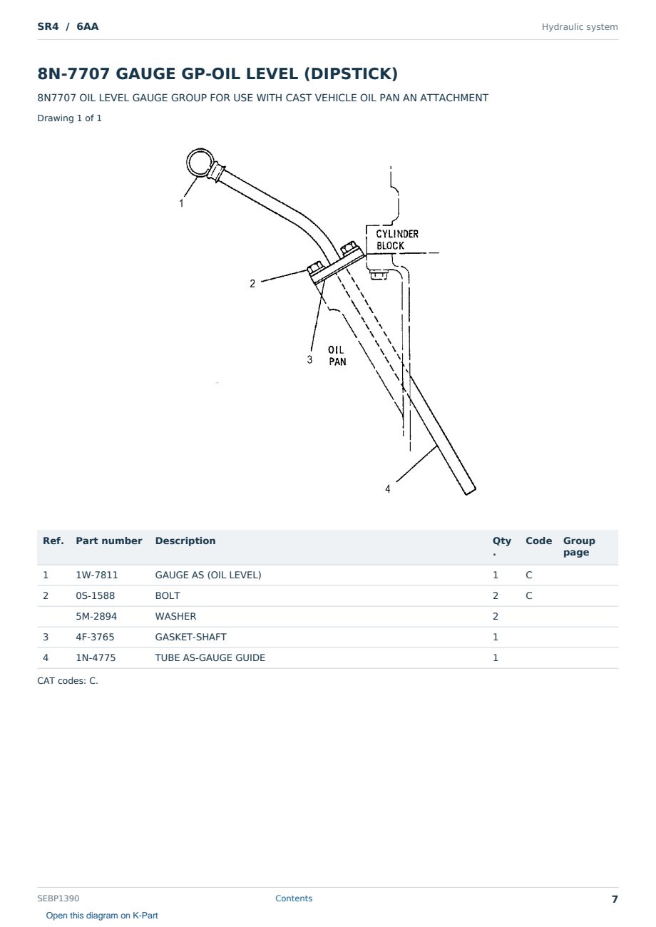 Caterpillar SR4 S/N 6AA Partsbook SEBP1390 (English) - sample page 7 of 10 Caterpillar SR4 S/N 6AA Partsbook SEBP1390 (English) - sample page 7 of 10