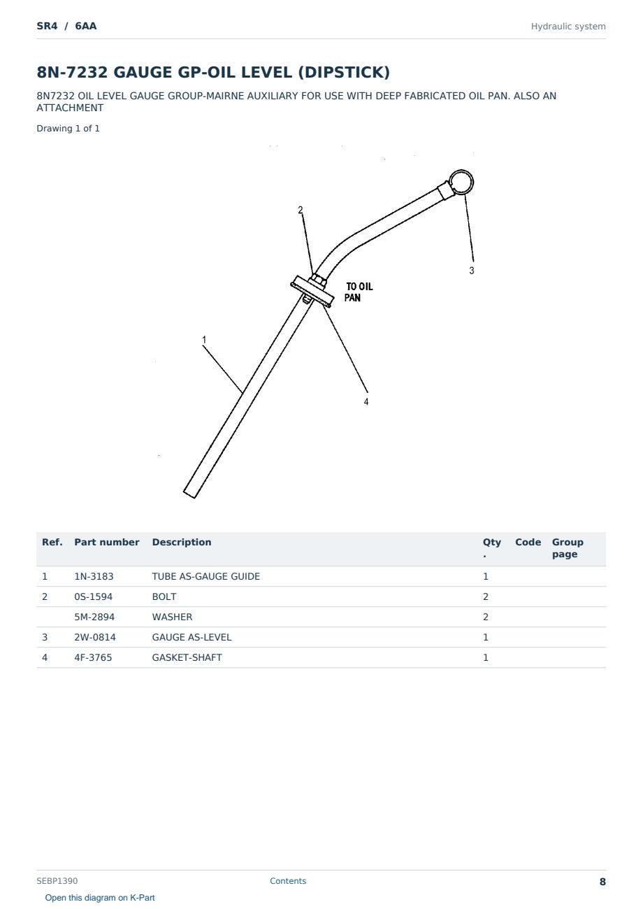 Caterpillar SR4 S/N 6AA Partsbook SEBP1390 (English) - sample page 8 of 10 Caterpillar SR4 S/N 6AA Partsbook SEBP1390 (English) - sample page 8 of 10