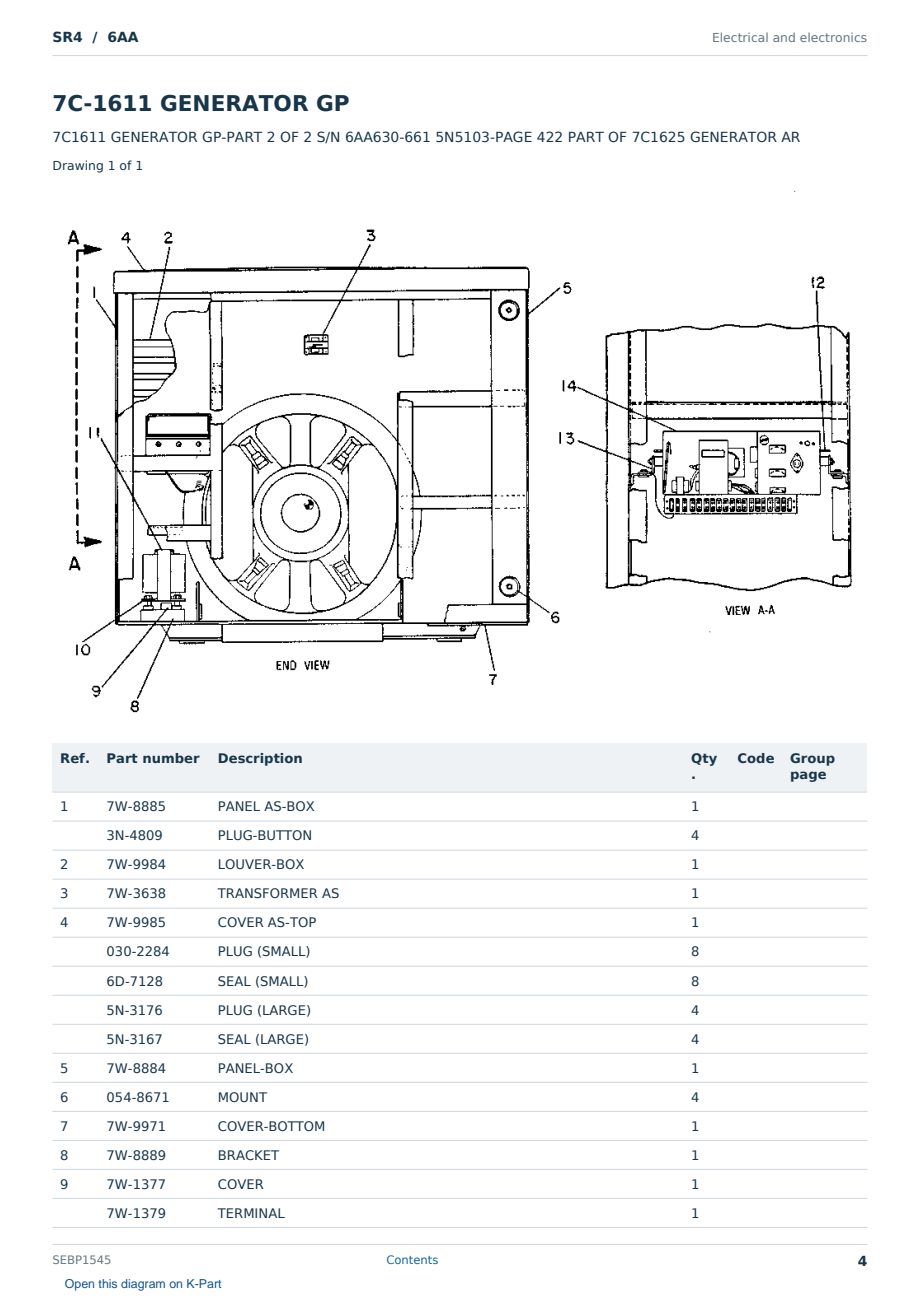 Caterpillar SR4 S/N 6AA Partsbook SEBP1545 (English) - sample page 4 of 10 Caterpillar SR4 S/N 6AA Partsbook SEBP1545 (English) - sample page 4 of 10