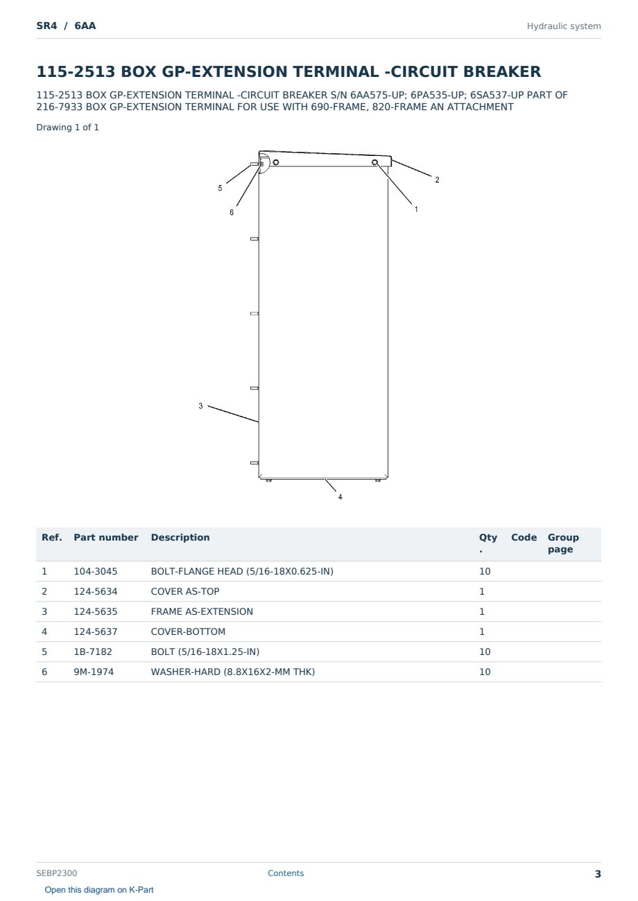 Caterpillar SR4 S/N 6AA Partsbook SEBP2300 (English) - sample page 3 of 10 Caterpillar SR4 S/N 6AA Partsbook SEBP2300 (English) - sample page 3 of 10