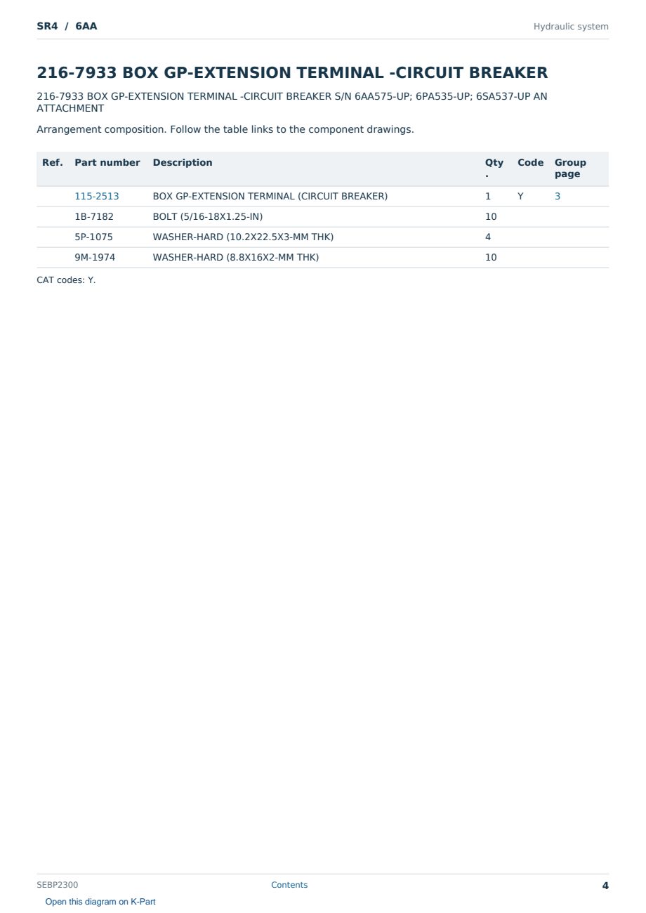 Caterpillar SR4 S/N 6AA Partsbook SEBP2300 (English) - sample page 4 of 10 Caterpillar SR4 S/N 6AA Partsbook SEBP2300 (English) - sample page 4 of 10