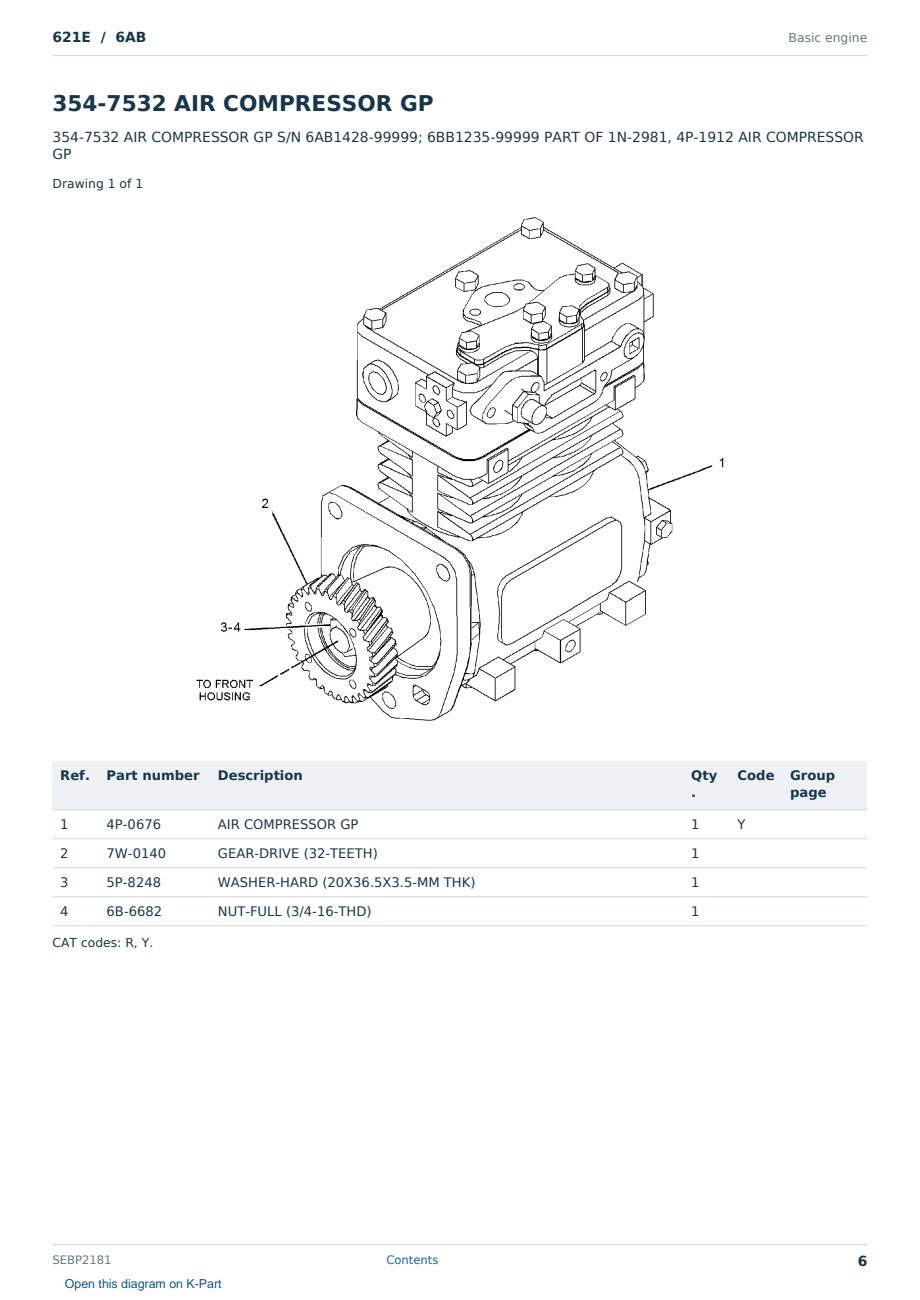 Caterpillar 621E S/N 6AB Partsbook SEBP2181 (English) - sample page 6 of 10 Caterpillar 621E S/N 6AB Partsbook SEBP2181 (English) - sample page 6 of 10