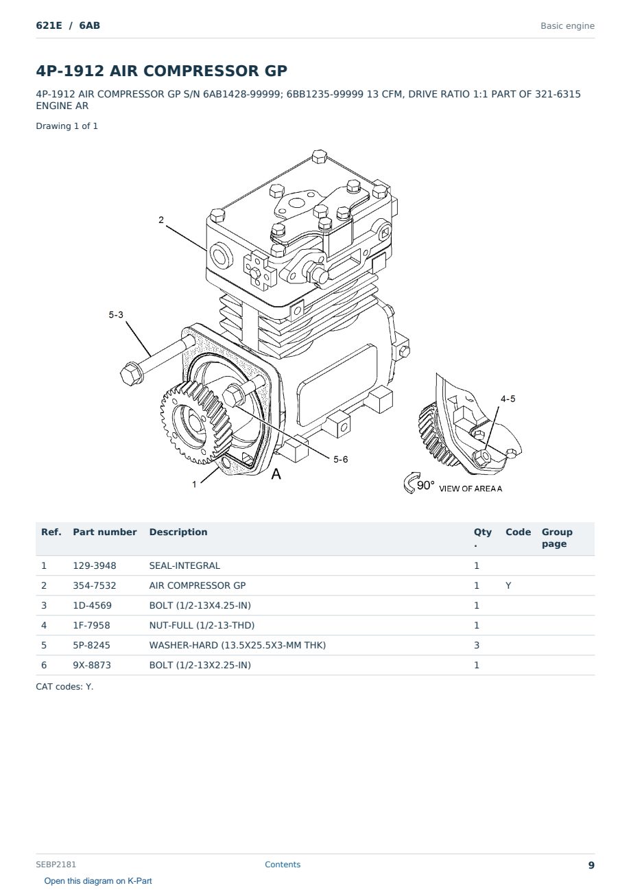 Caterpillar 621E S/N 6AB Partsbook SEBP2181 (English) - sample page 9 of 10 Caterpillar 621E S/N 6AB Partsbook SEBP2181 (English) - sample page 9 of 10