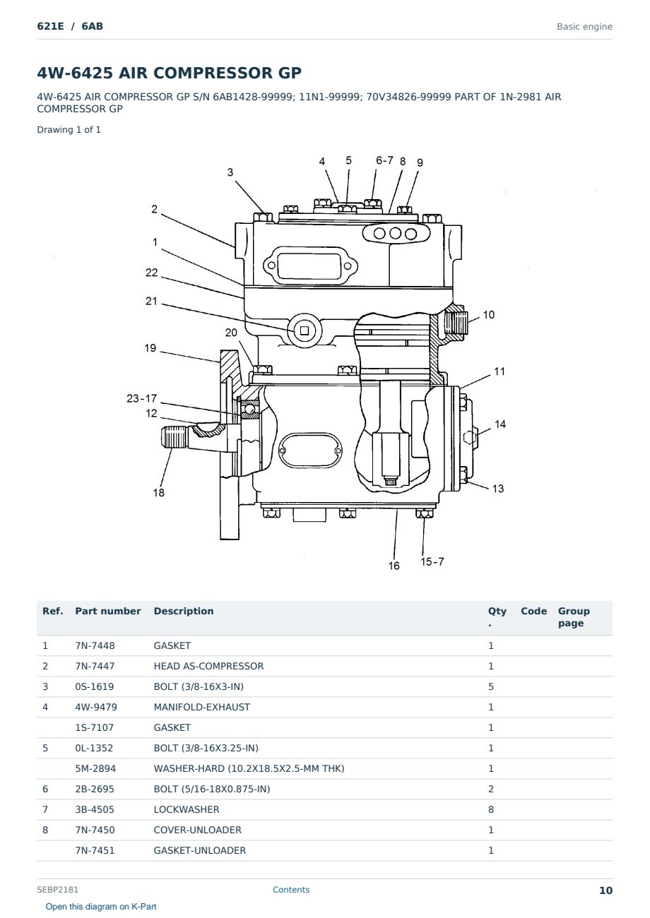 Caterpillar 621E S/N 6AB Partsbook SEBP2181 (English) - sample page 10 of 10 Caterpillar 621E S/N 6AB Partsbook SEBP2181 (English) - sample page 10 of 10
